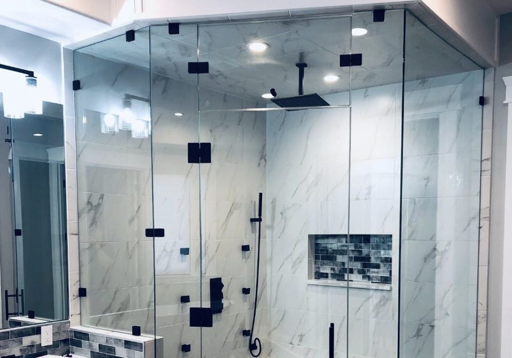 Neo Angle Frameless Shower Door w/ Clamps