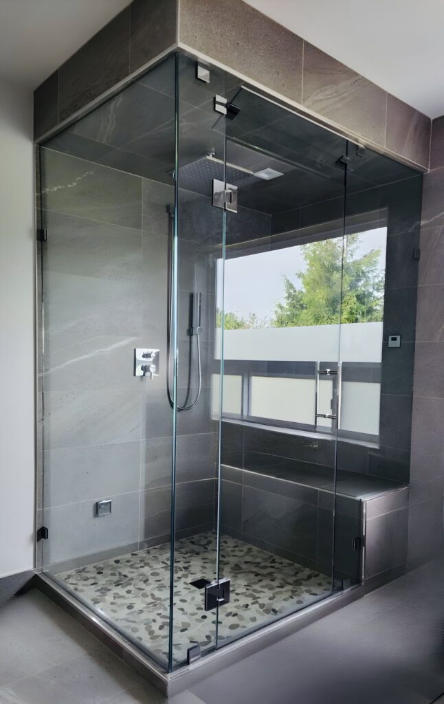 Framless-Glasss-Steam-Shower-Door-Glass-Shower-Door-with-Transome-Phoenix-Arizona