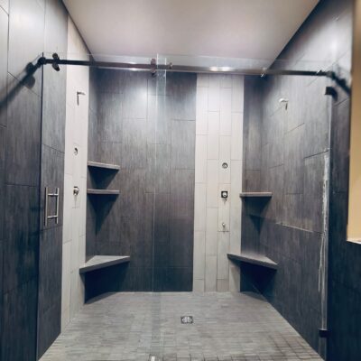 Barn-Door-Shower-Door-Square-Brushed-Nickle-Phoenix-Scottsdale-Glendale